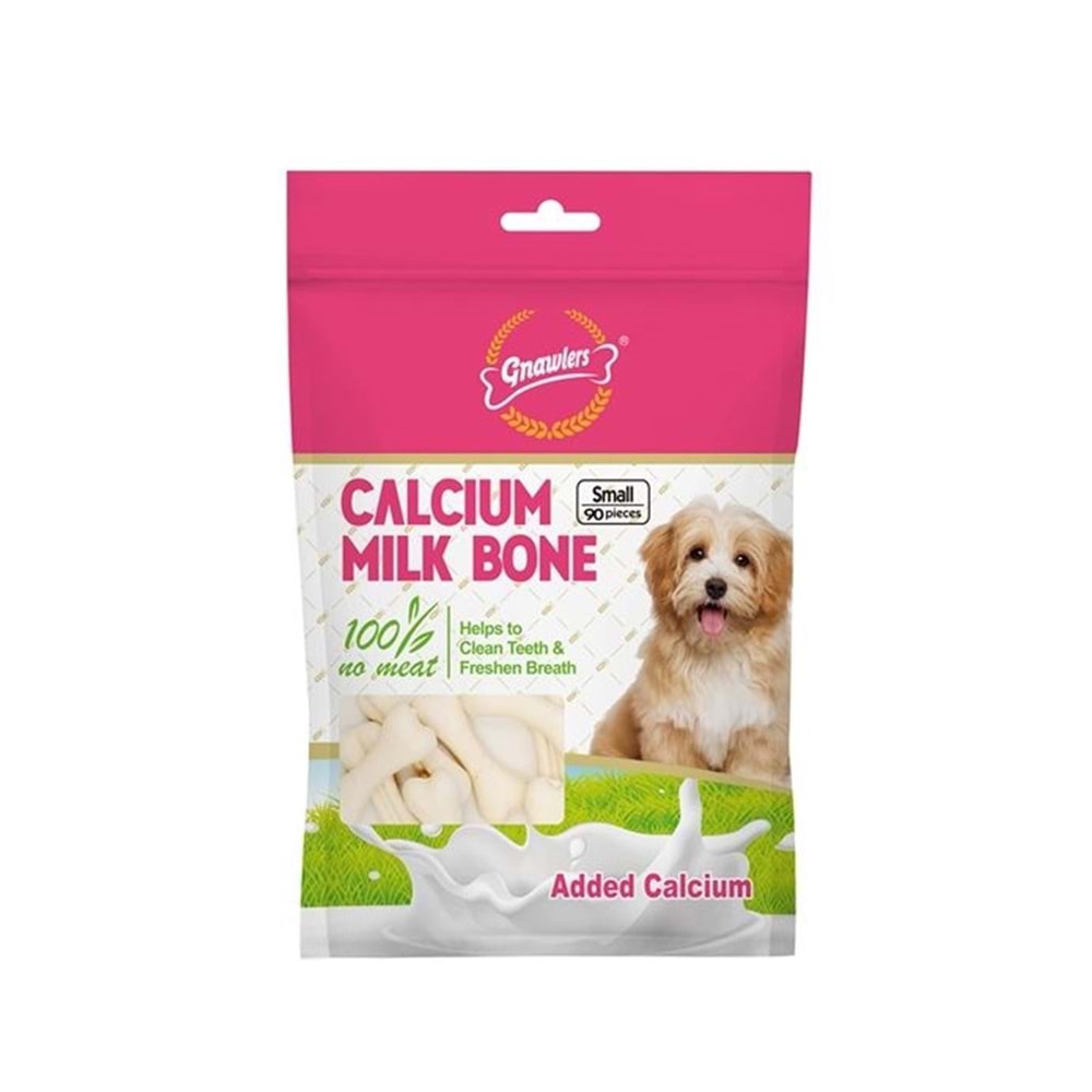 Gnawlers Kalsiyumlu Sütlü Köpek Ödül Kemiği 5 cm [90'lı] [S]