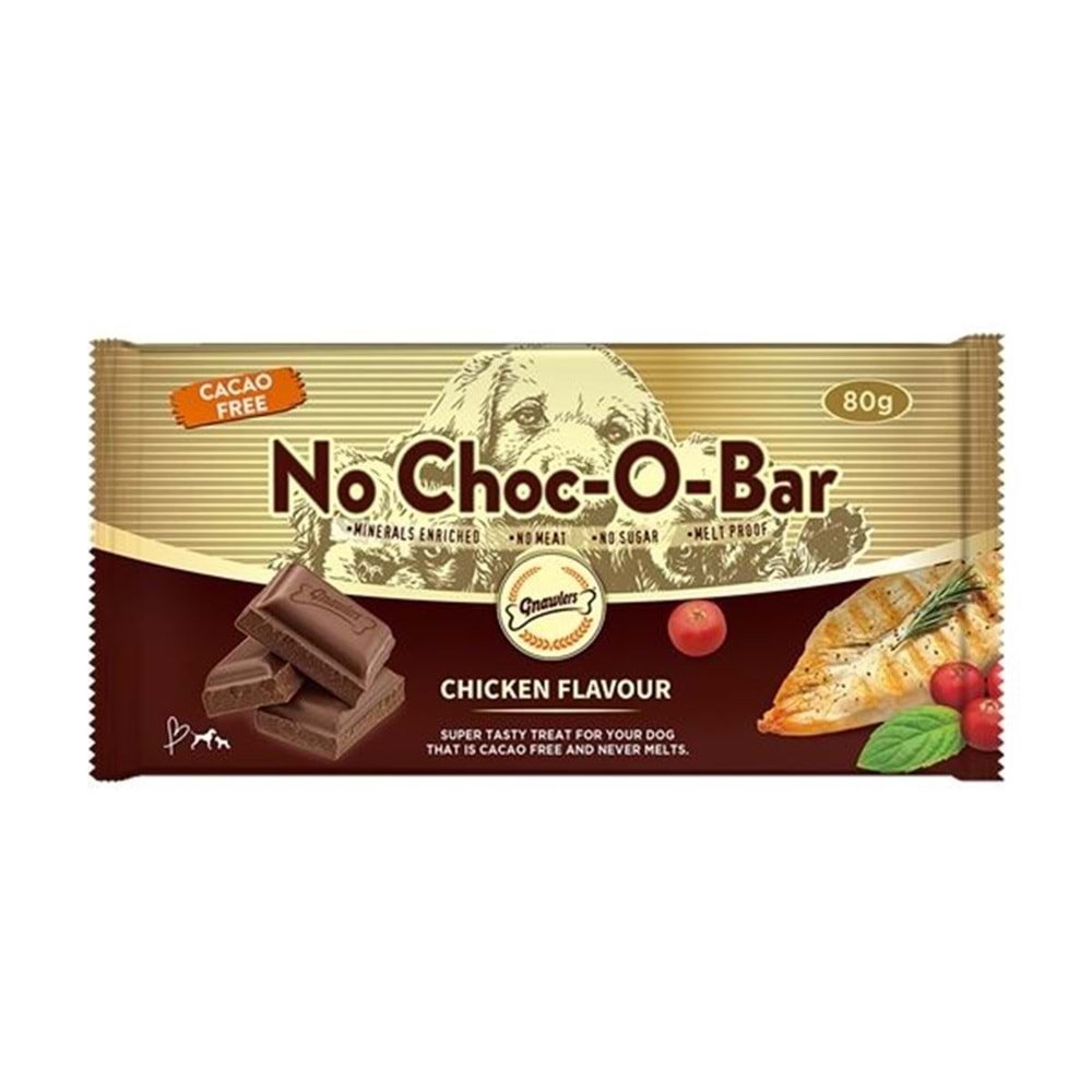 Gnawlers No Choc-O-Bar Tavuk Aromalı Çikolata Köpek Ödülü 80 Gr.