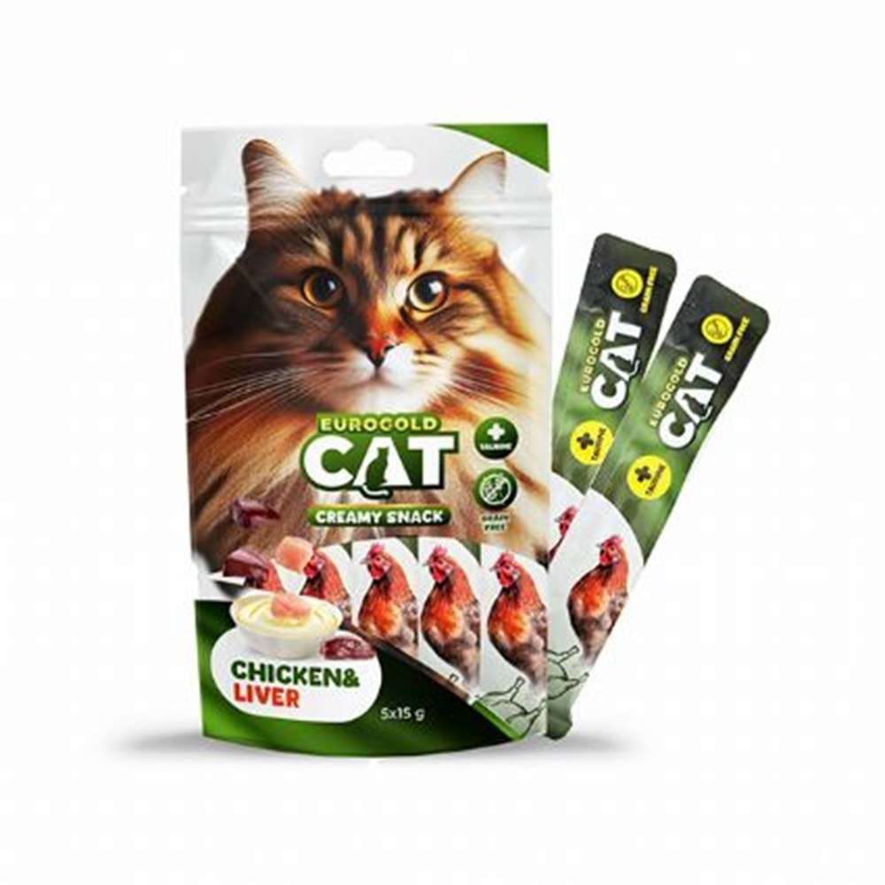 EuroGold Cat Sıvı Kedi Ödülü Tavuk - Ciğer 5x15Gr 12li