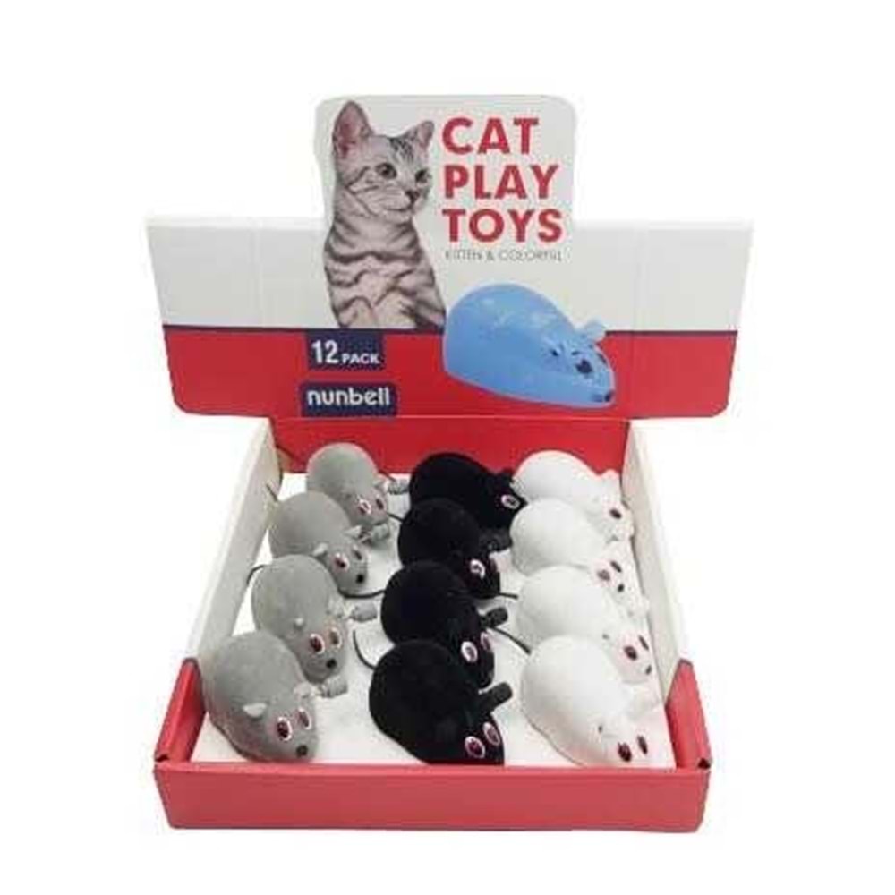 Nunbell Kedi Kurmalı Oyun Faresi 12li