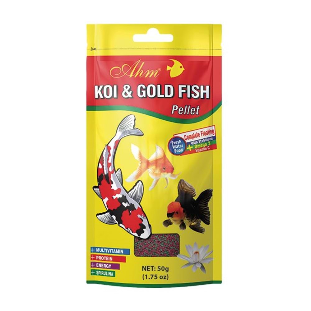 AHM Koi Gold Fish Pellet Balık Yemi 50 GR