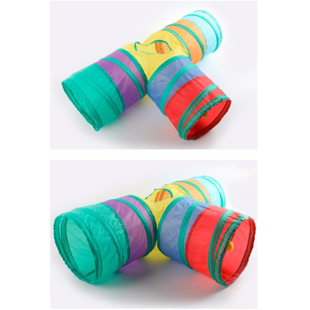 Üç Çıkışlı T Şeklinde Renkli Kedi Tüneli