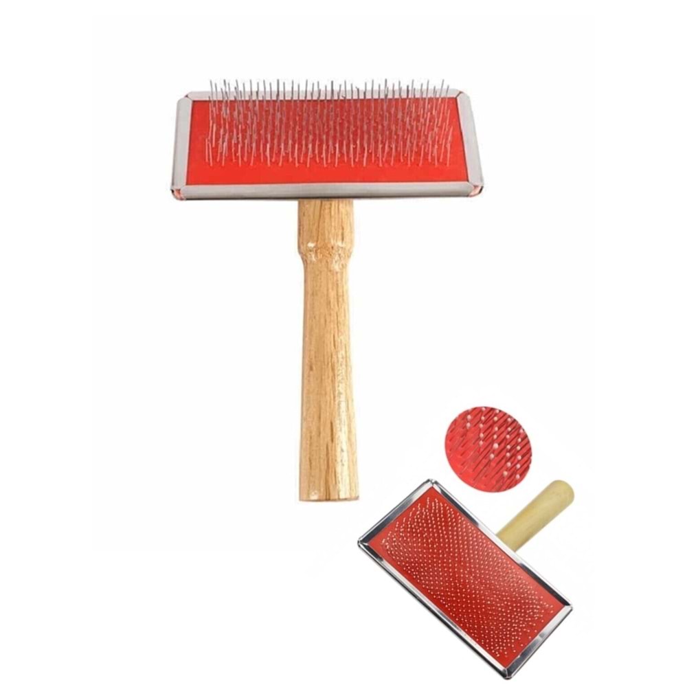 Tahta Saplı Telli Tarak ( 6*12 cm )