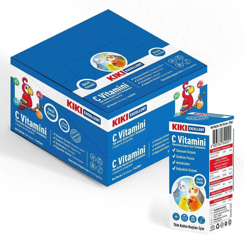 KIKI Excellent Kuş C Vitamini 25 ml. 16 Adet (Kutu) KB105B16