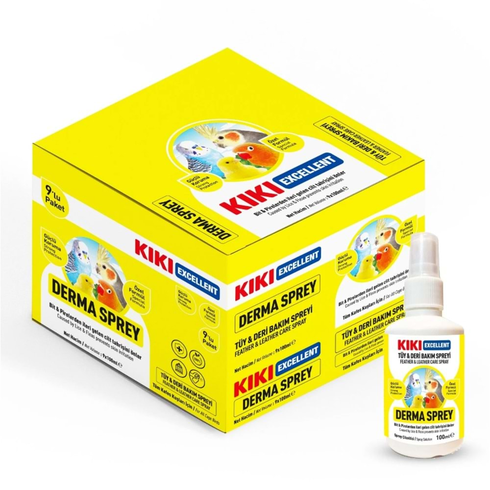 KIKI Excellent Kuş Derma Sprey 100 ml. 9 Adet (Kutu) KB112B9