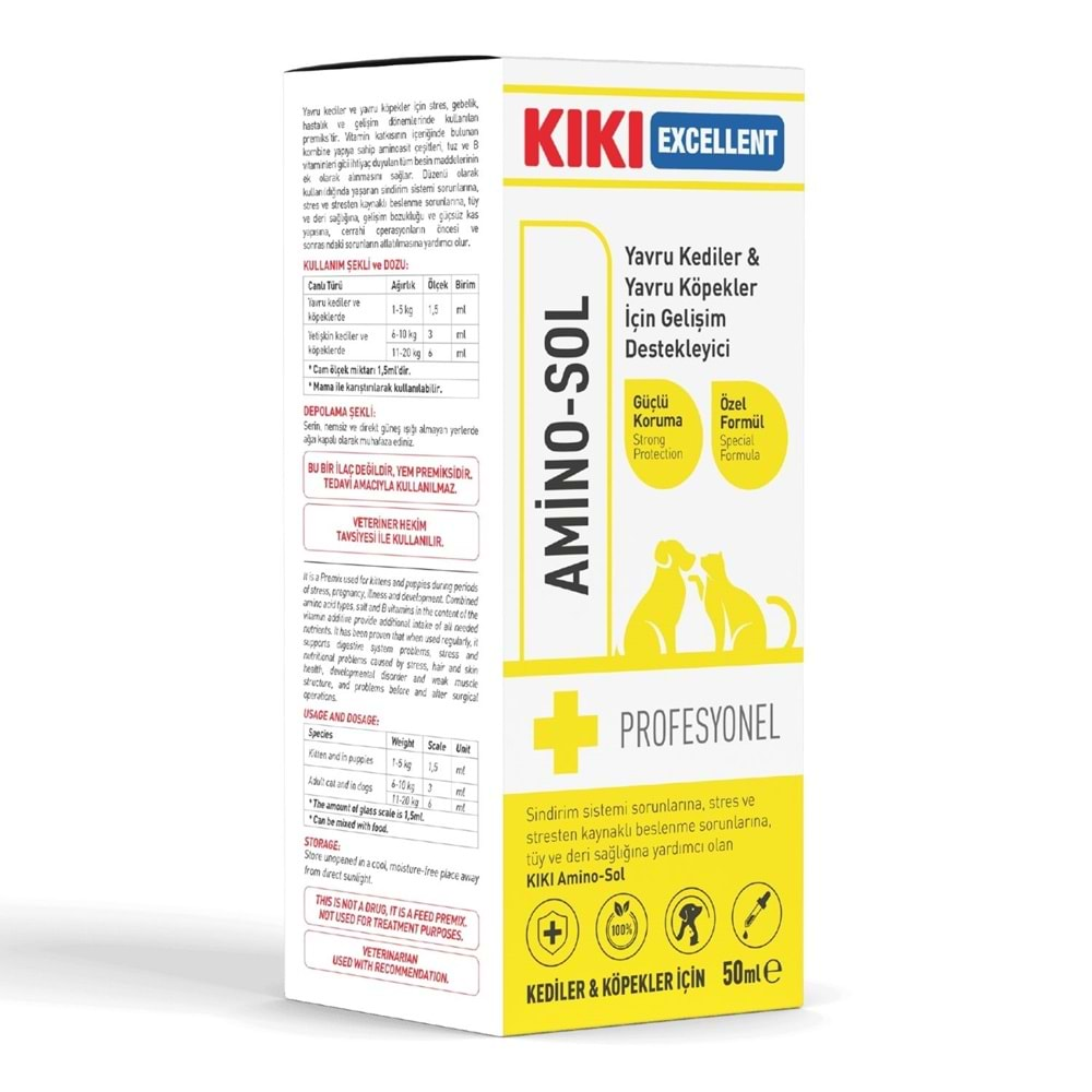 KIKI Excellent Kedi & Köpek Amino-Sol 50 ml. 8 Adet (Kutu) KCD106B8