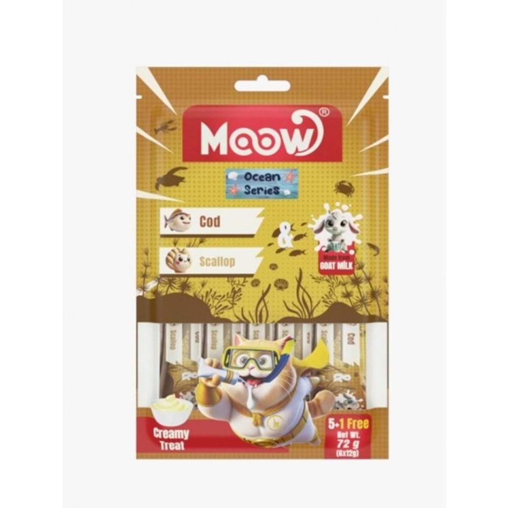 Moow Morina Balıklı Keçi Sütlü 12gr x 6 12 li Kedi Krema Ödülü