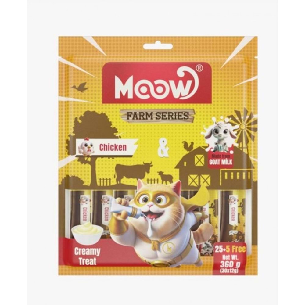 Moow Tavuklu Keçi Sütlü 12gr x 30'lu Kedi Krema Ödülü