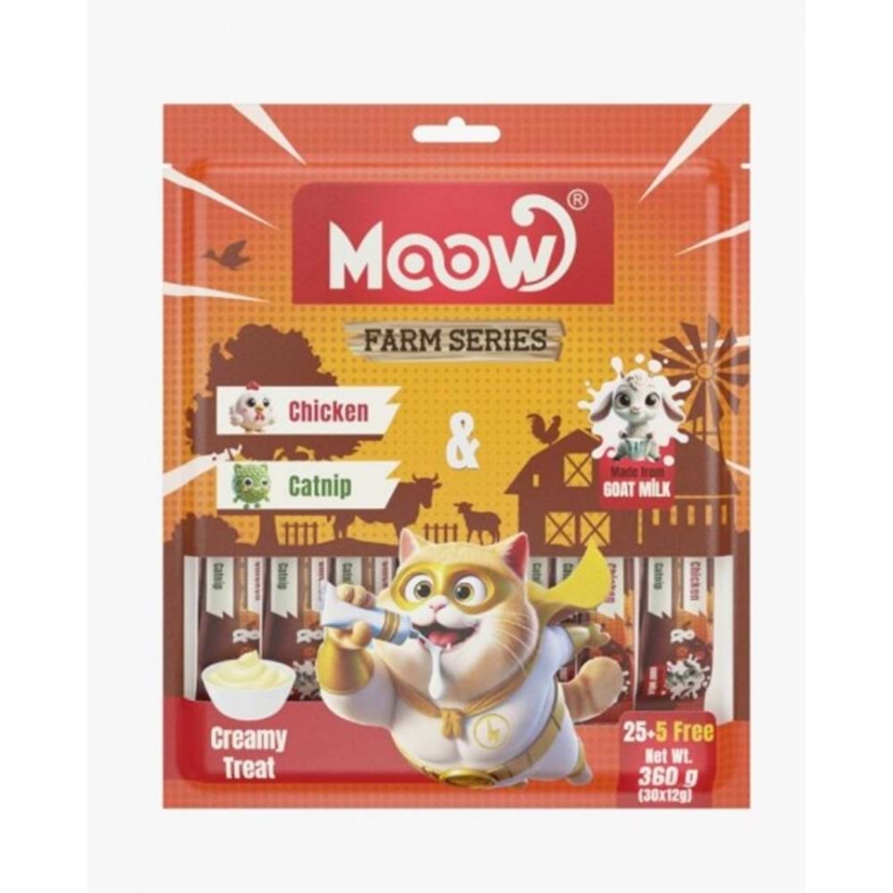 Moow Tavuklu&Kedi Naneli Keçi Sütlü 12gr x 30'lu Kedi Krema Ödülü