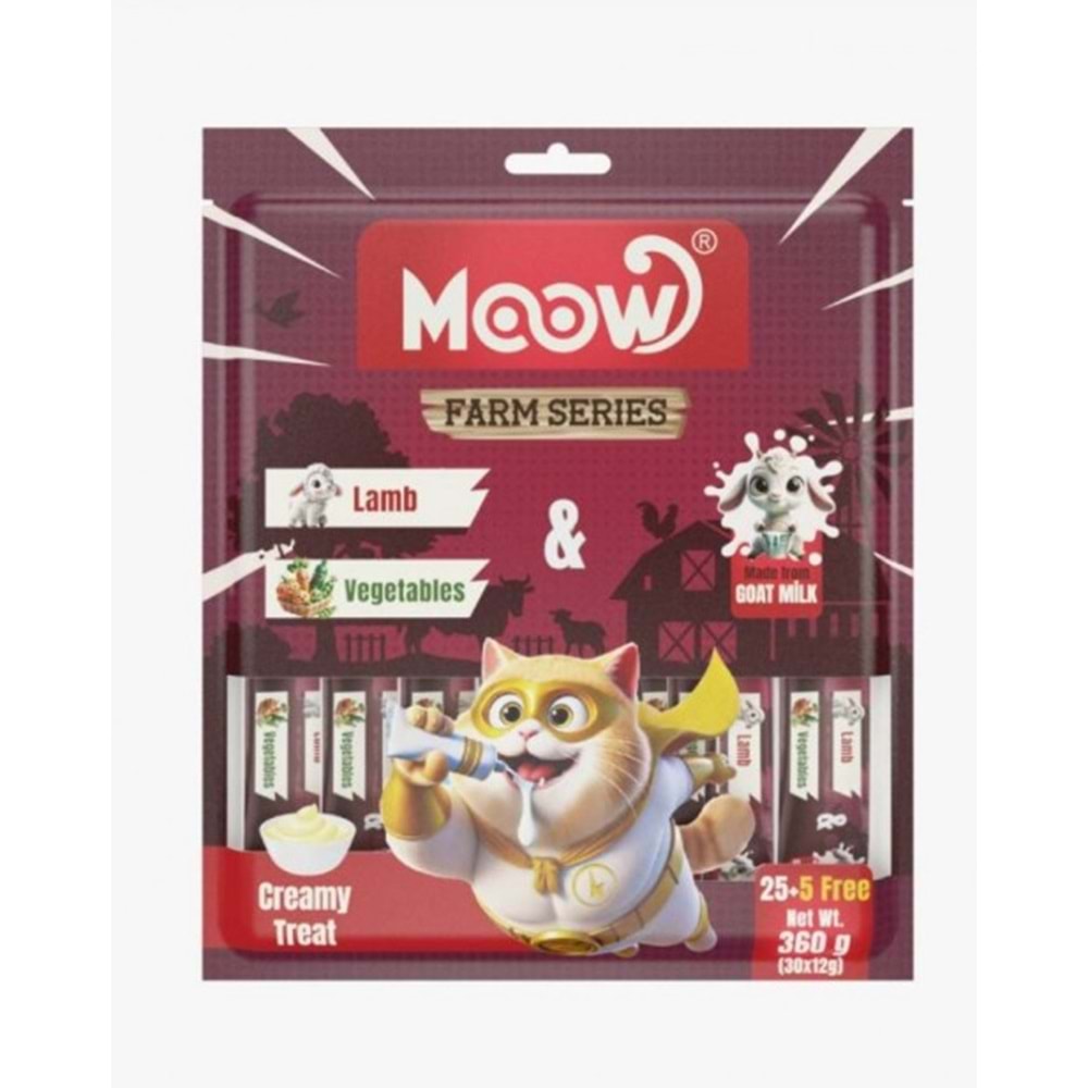 Moow Kuzu Etli&Sebzeli Keçi Sütlü 12gr x 30' lu Kedi Krema Ödülü