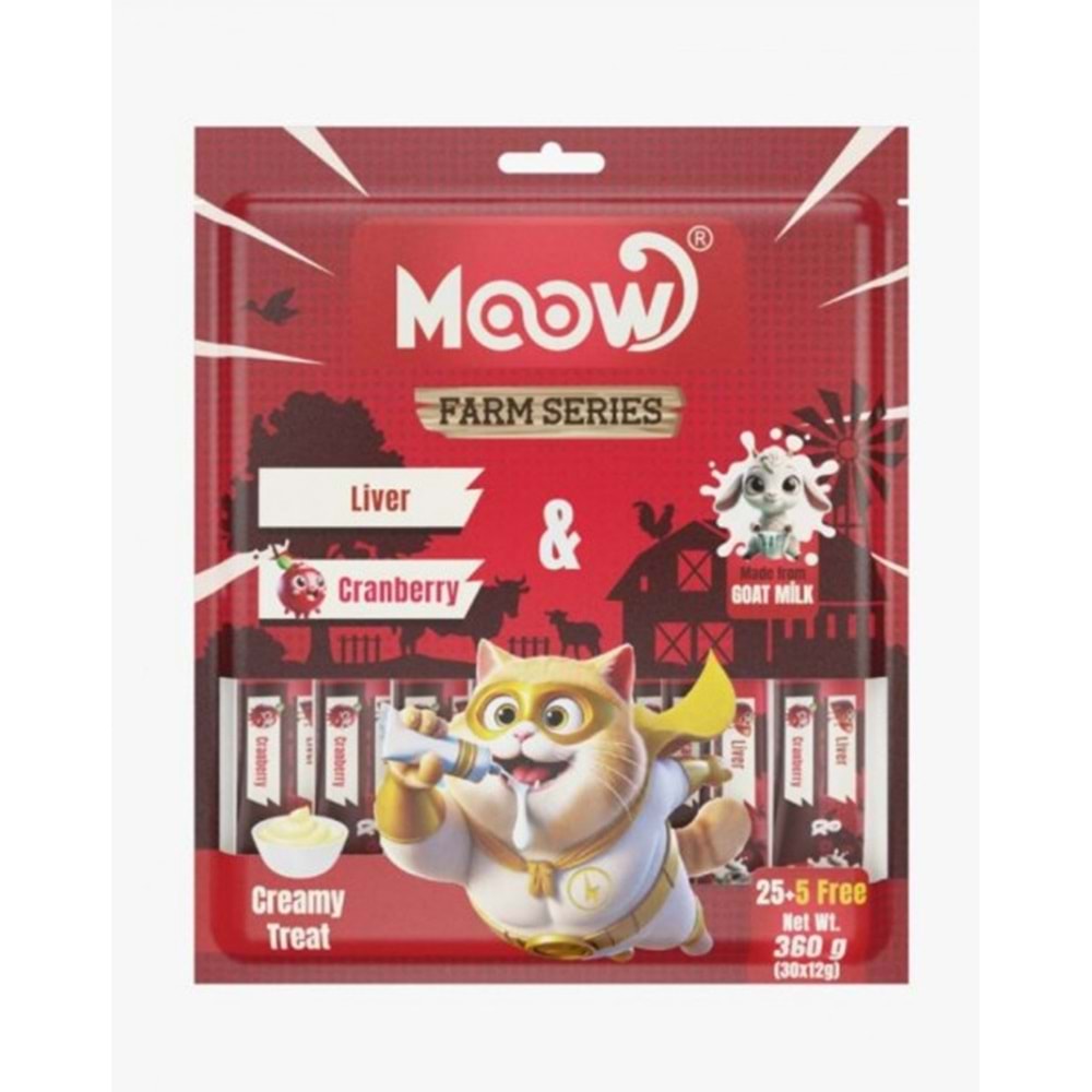 Moow Ciğerli&Kızılcıklı Keçi Sütlü 12gr x 30'lu Kedi Krema Ödülü