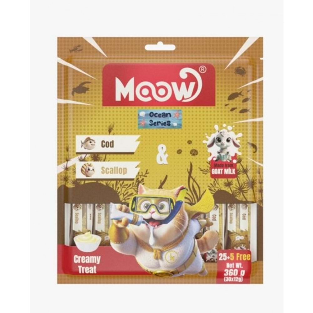 Moow Morina Balıklı&Deniz Taraklı Keçi Sütlü 12gr x 30'lu Kedi Krema Ödülü
