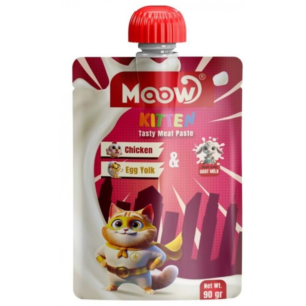 Moow Taze Tavuklu&Yumurta Sarılı Keçi Sütlü Yavru Kedi Et Ezmesi 90gr