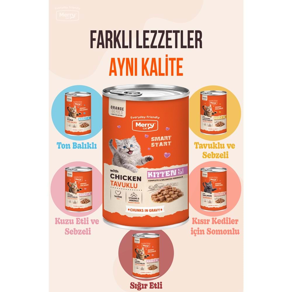 Merry Tavuklu Yavru Kedi Konserve Yaş Mama Konserve 400 Gr X 12 Adet