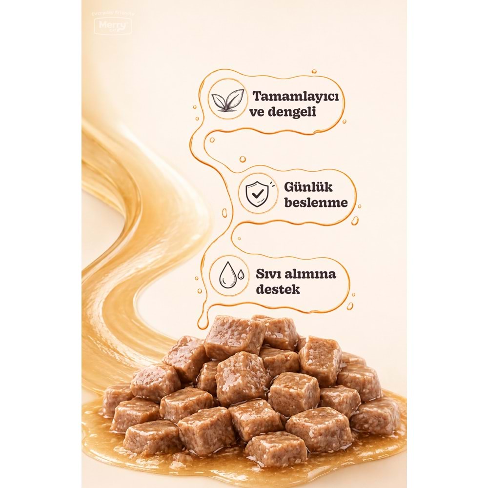 Merry Sığır Etli Yetişkin Kedi Konserve Yaş Mama Konserve 400 Gr X 12 Adet