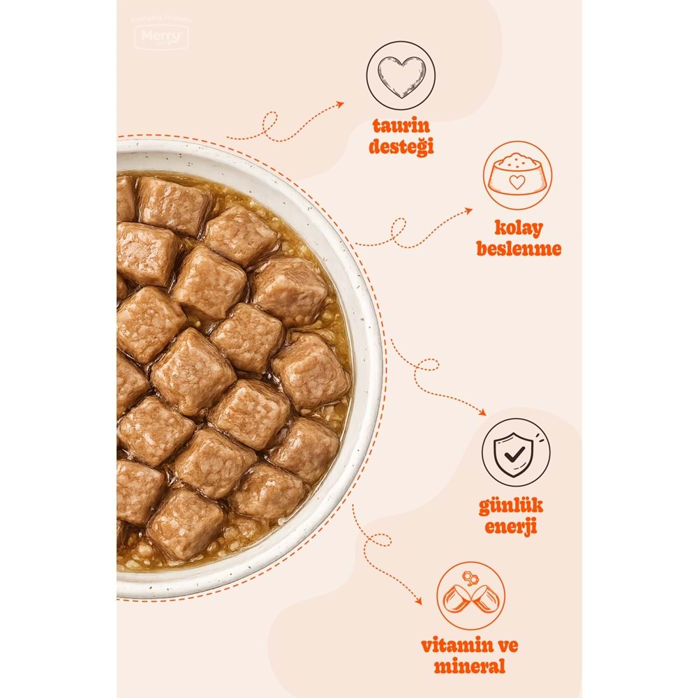 Merry Sığır Etli Yetişkin Kedi Konserve Yaş Mama Konserve 400 Gr X 12 Adet