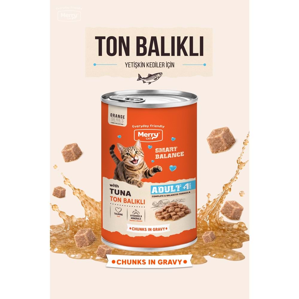 Merry Ton Balıklı Yetişkin Kedi Konserve Yaş Mama Konserve 400 Gr X 12 Adet