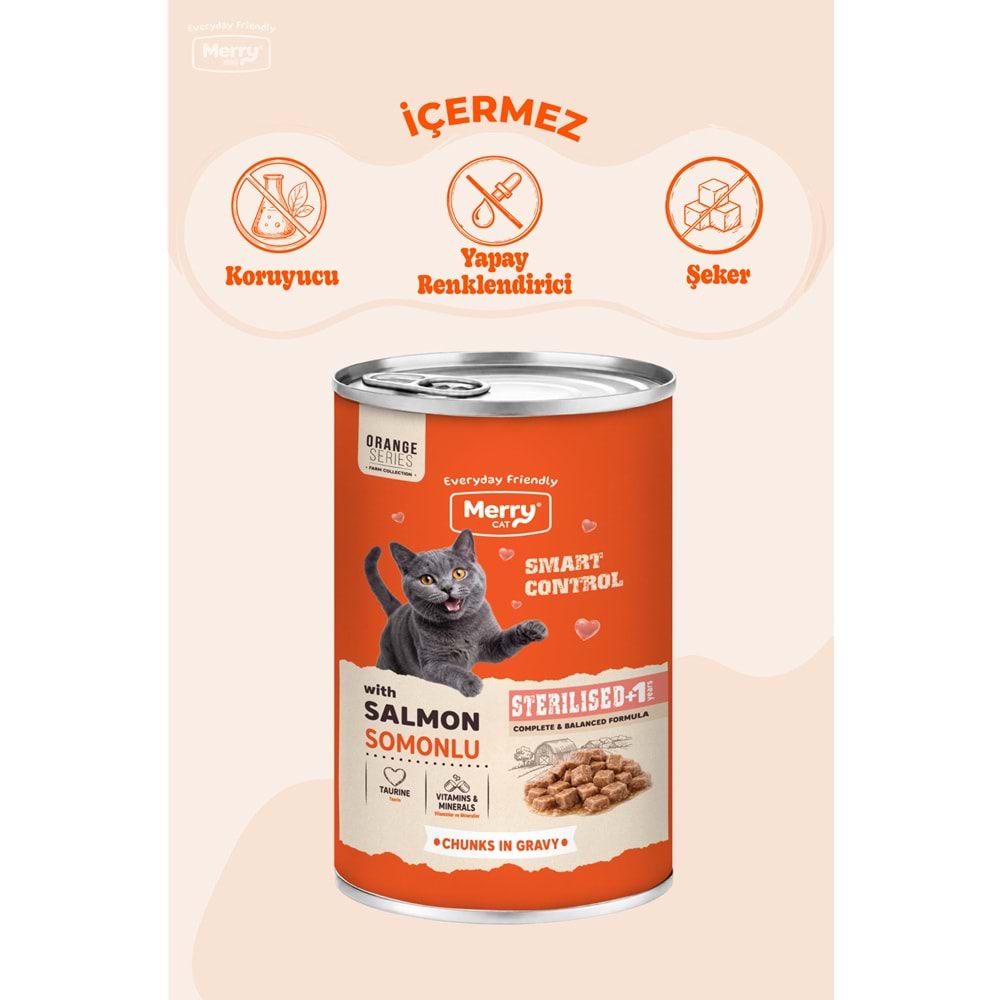 Merry Somonlu Sterilised Yetişkin Kedi Konserve 400 Gr X 12 Adet