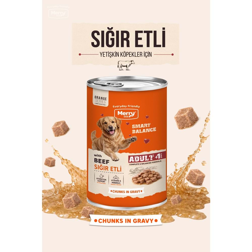 Merry Sığır Etli Yetişkin Köpek Konserve 400 Gr X 12 Adet