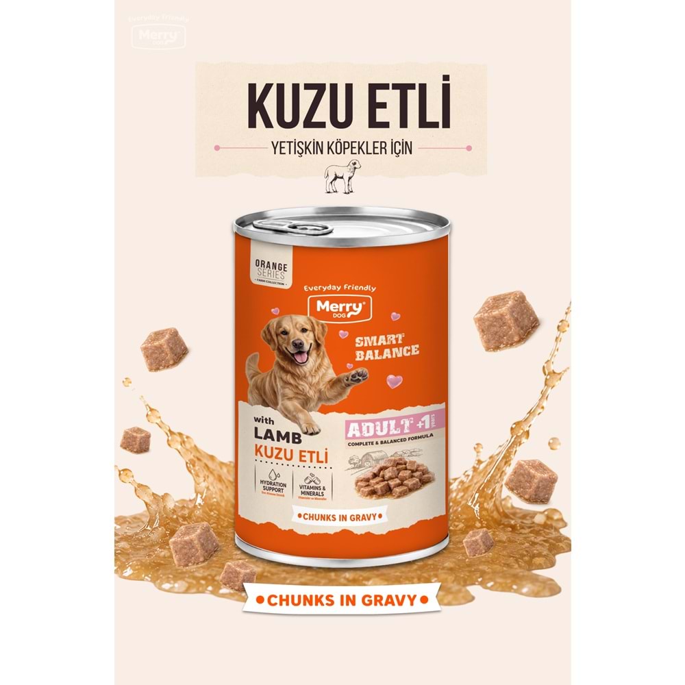 Merry Kuzu Etli Yetişkin Köpek Konserve 400 Gr X 12 Adet