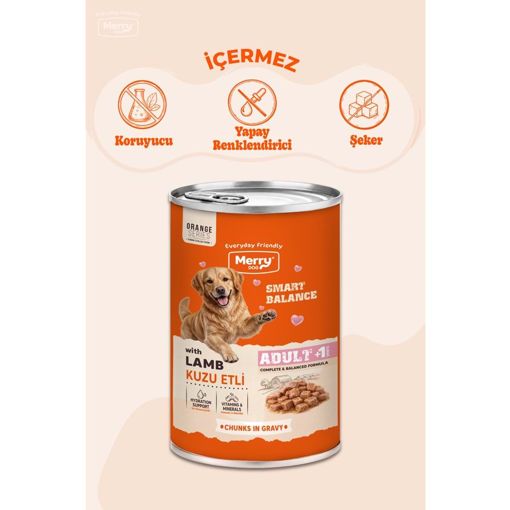 Merry Kuzu Etli Yetişkin Köpek Konserve 400 Gr X 12 Adet