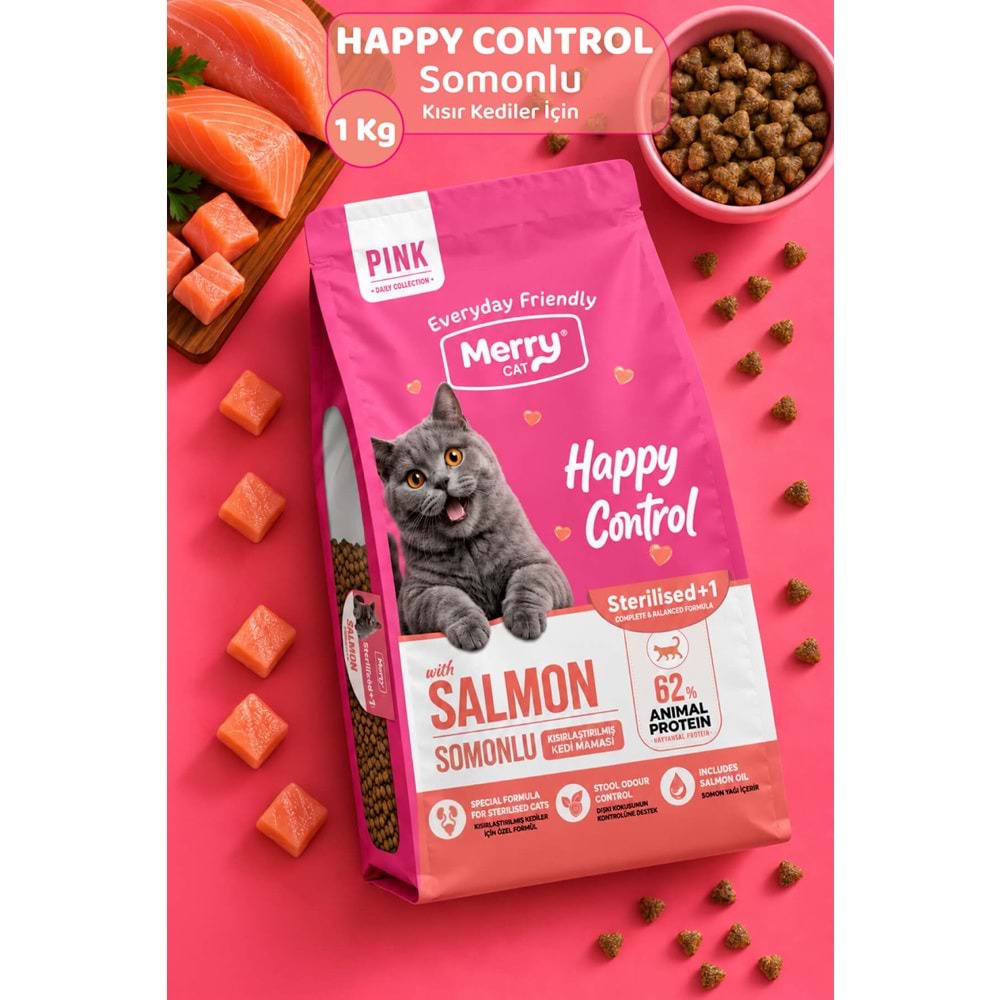 Merry Cat Pink Kısırlaştırılmış Kedi Balık ve Pirinçli Kuru Kedi Maması 12x1kg