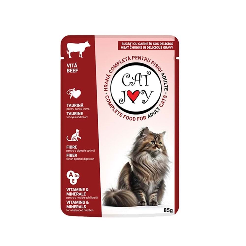 CAT JOY Biftekli Yetişkin Kedi Pouch 85 Gr. 24 lü