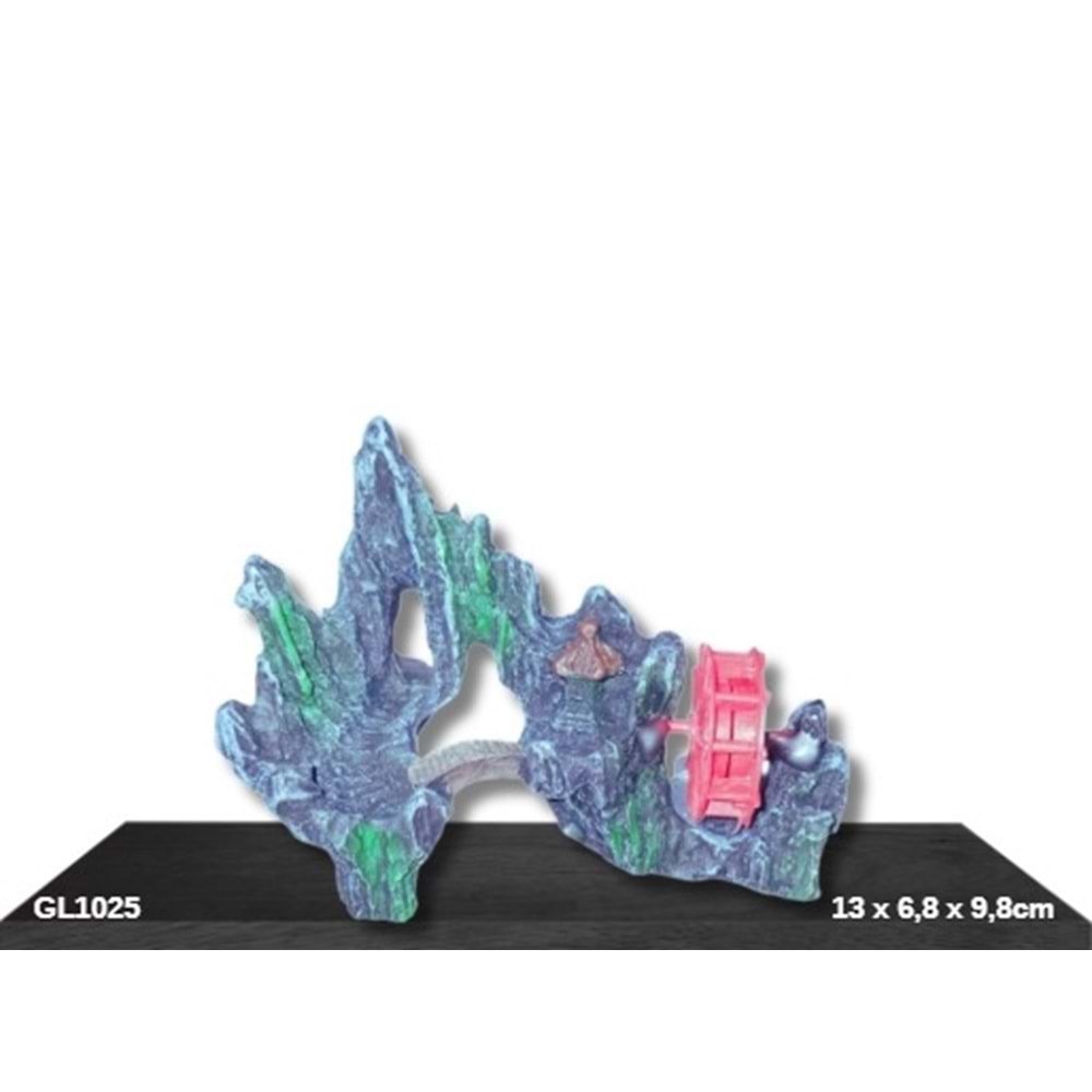 GL1025 Değirmenli Akvaryum Dekoru 13x6,8x9,8 cm 169 Gr