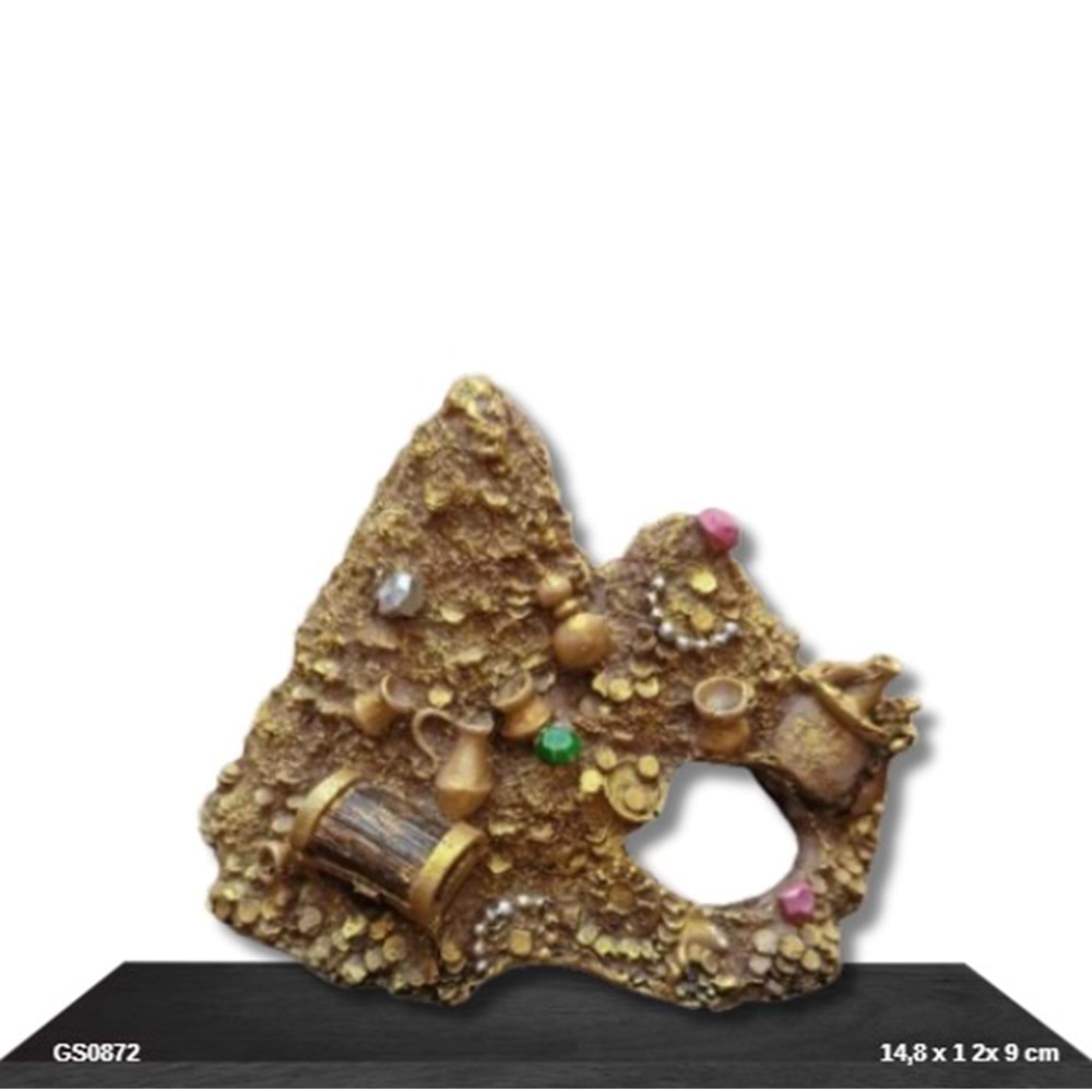 GS0872 Hazine Sandıklı Akvaryum Dekoru 14,8x12x9 cm 235 Gr