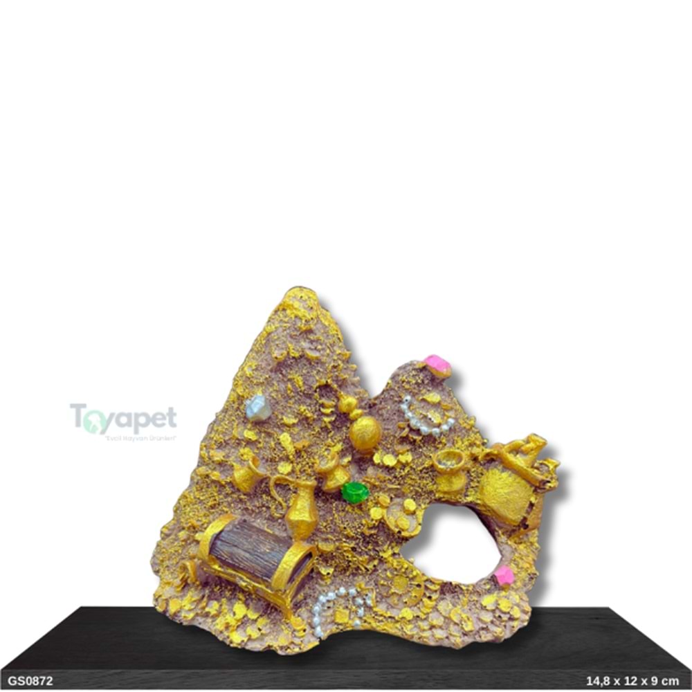 GS0872 Hazine Sandıklı Akvaryum Dekoru 14,8x12x9 cm 235 Gr
