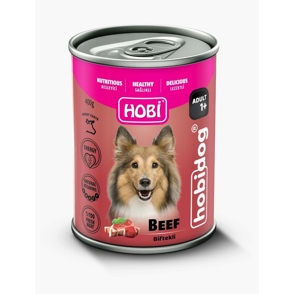 Hobi Dog Biftekli Yetişkin Köpek Konserve 400 Gr X 12 Adet