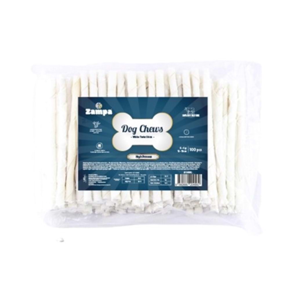 Zampa (DC4560) Beyaz Burgu Kemik Ödül Çubuğu 5 Gr X 100 Adet