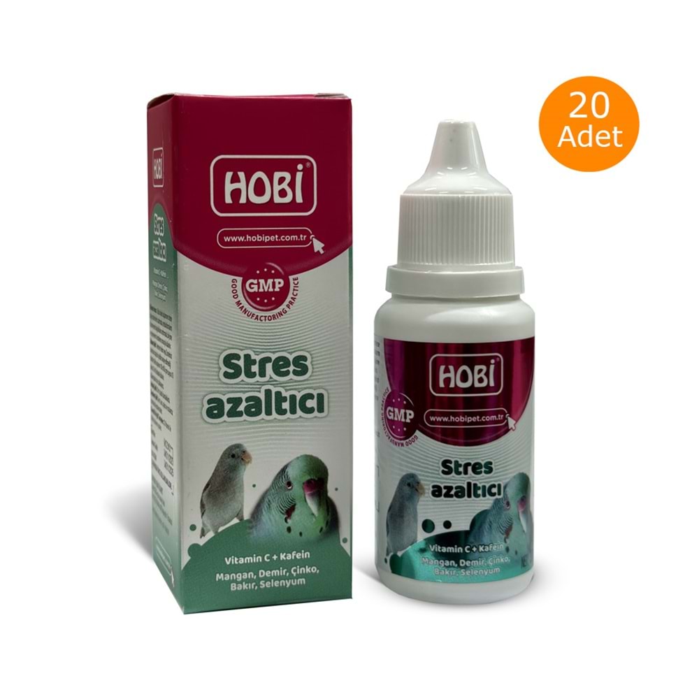 Hobi Kuşlar İçin Stres Azaltıcı Vitamin Takviyesi 30ml x 20 Adet