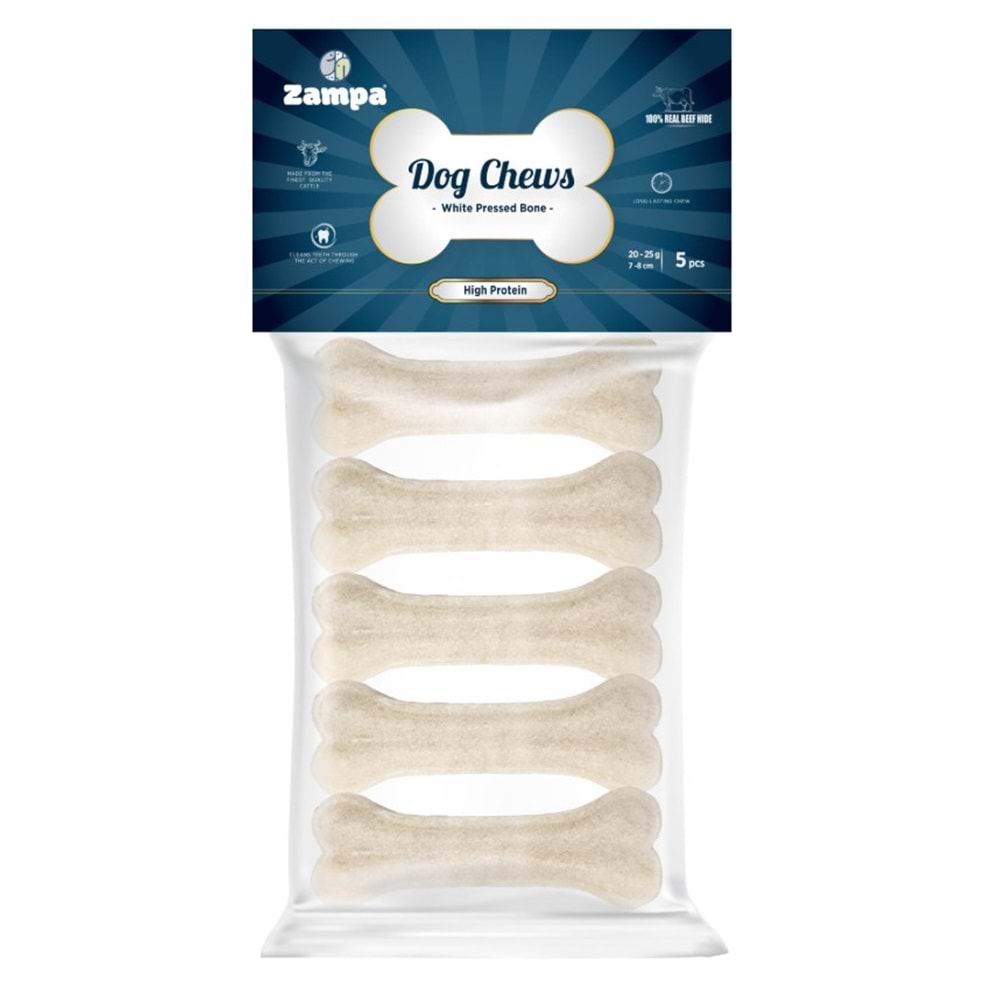 Zampa Beyaz Press Kemik Köpek Ödülü 20-25 Gr 5 Li (Dc4393)