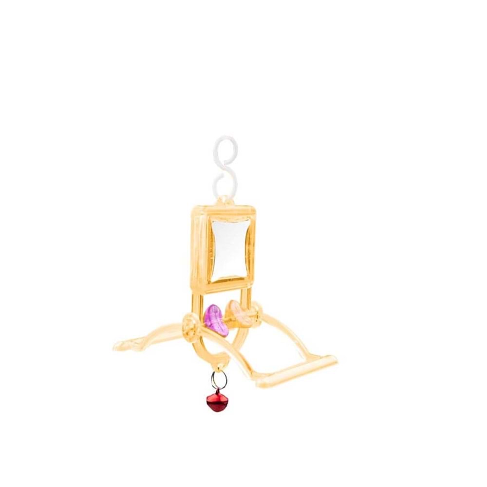 Şeffaf Zilli Aynalı Tünek 12 x 6.5 x 3 cm - 5 Adet