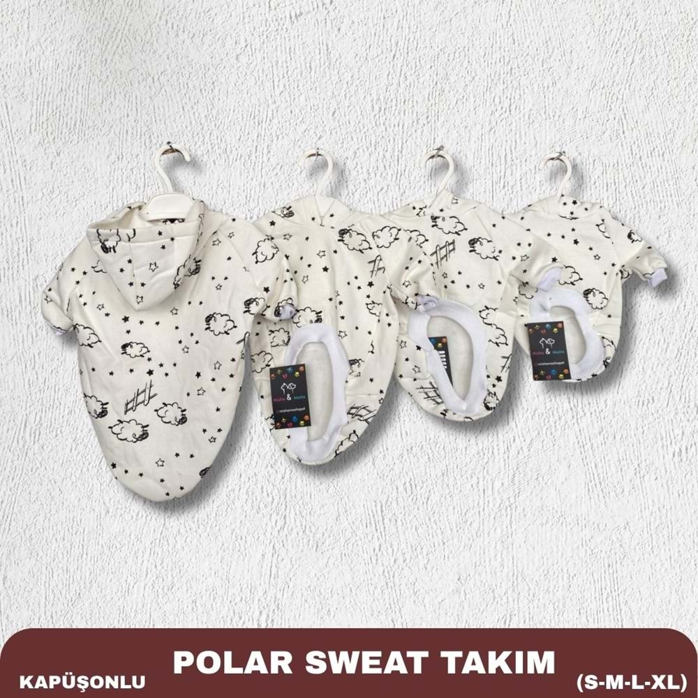 Siyah-Beyaz Karışık Desenli Kedi/Köpek Kıyafeti (Kapüşonlu) S-M-L-XL