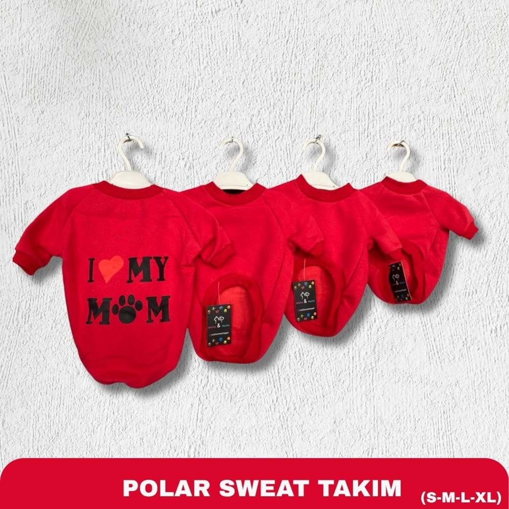 Kırmızı I Love Yazı Baskılı Kedi/Köpek Kıyafeti (Kapüşonlu) S-M-L-XL