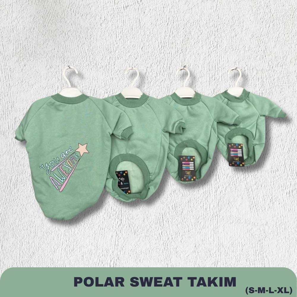 Yeşil Awesome Yazı Baskılı Kedi/Köpek Kıyafeti (Kapüşonlu) S-M-L-XL