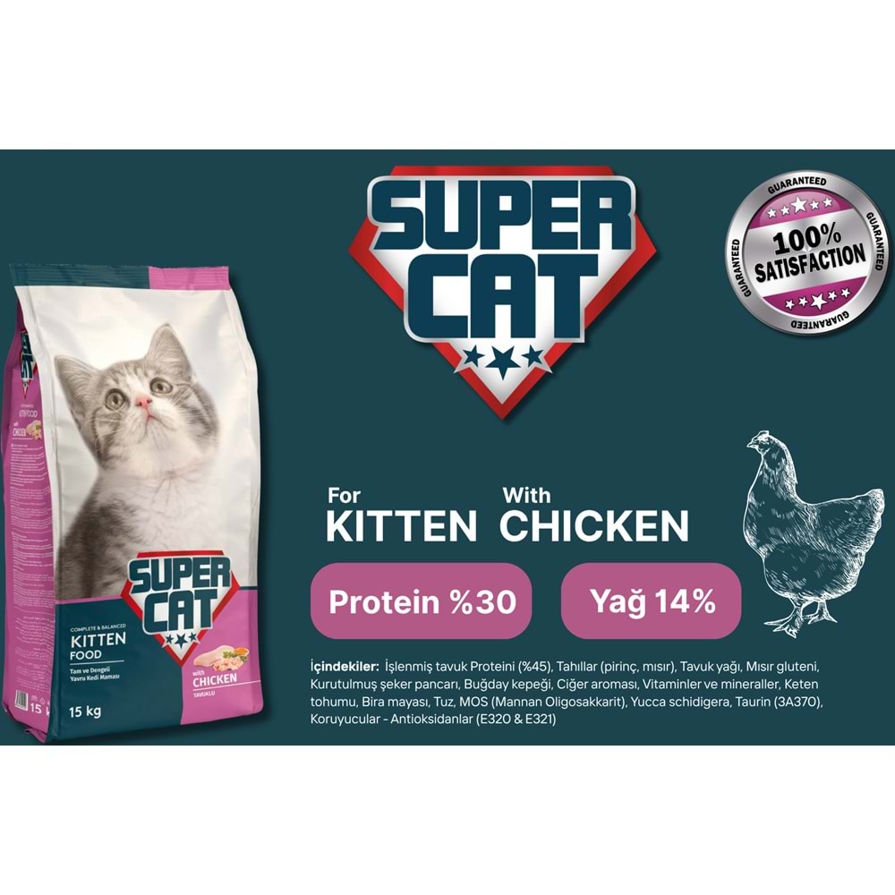 Super Cat Tavuklu Yavru Kedi Maması 15 Kg