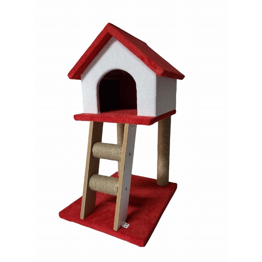 Merdivenli Küçük Peluş Kedi Evi