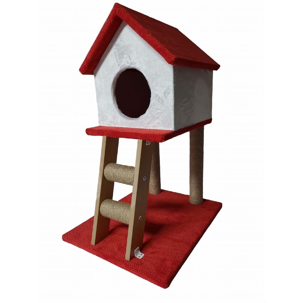 Merdivenli Büyük Peluş Kedi Evi