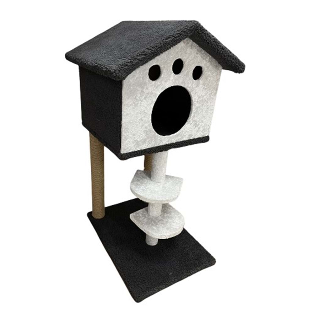 Yüksek Çatılı İki Basamaklı Kedi Evi