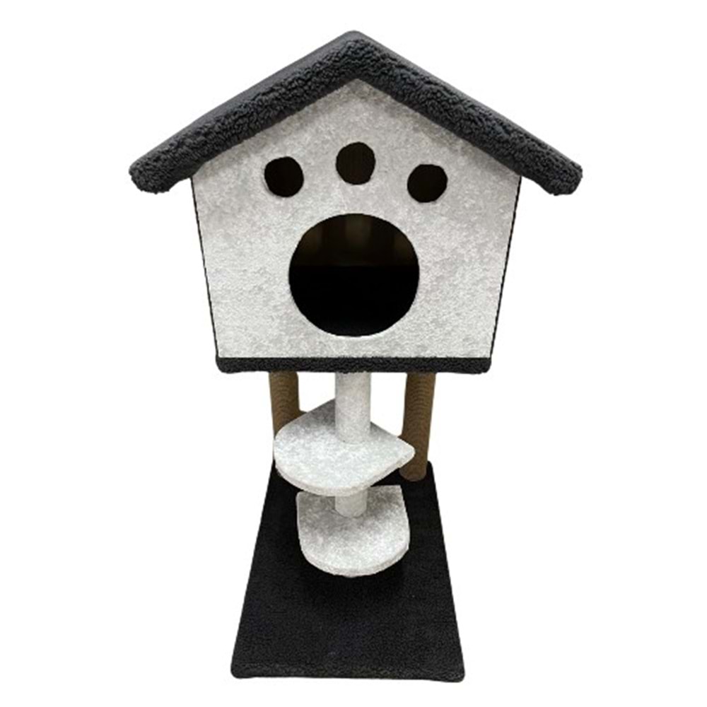 Yüksek Çatılı İki Basamaklı Kedi Evi
