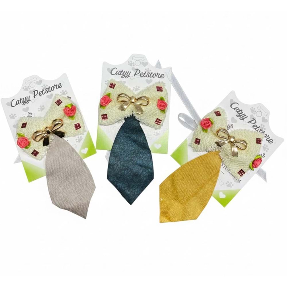 Papyonlu ve Kravatlı Kedi-Köpek Tasması