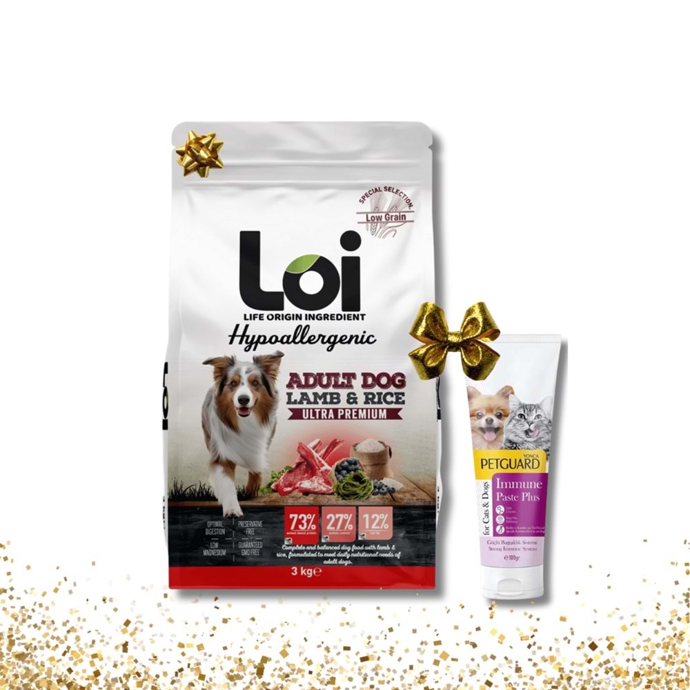 Loi Yetişkin Kuzu Etli ve Pirinçli Köpek Maması 3 Kg