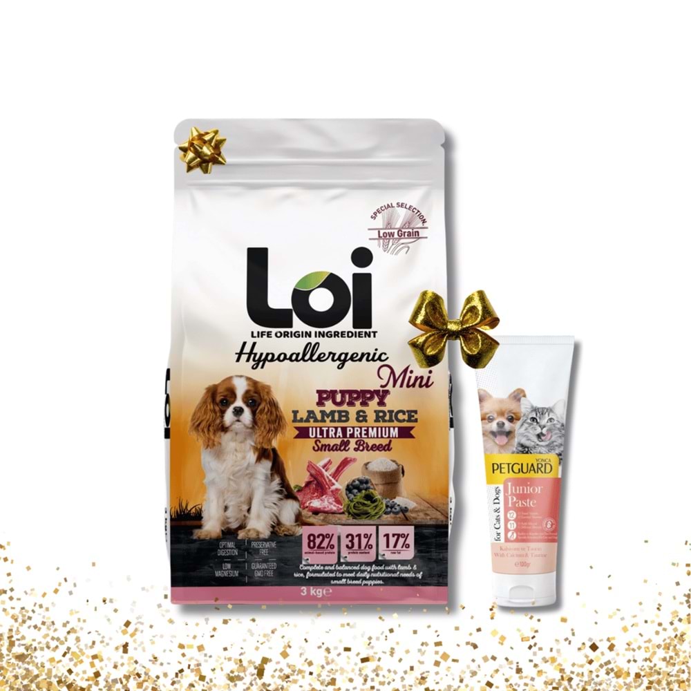 Loi Yavru Mini Irk Kuzu Etli ve Pirinçli Köpek Maması 3 Kg