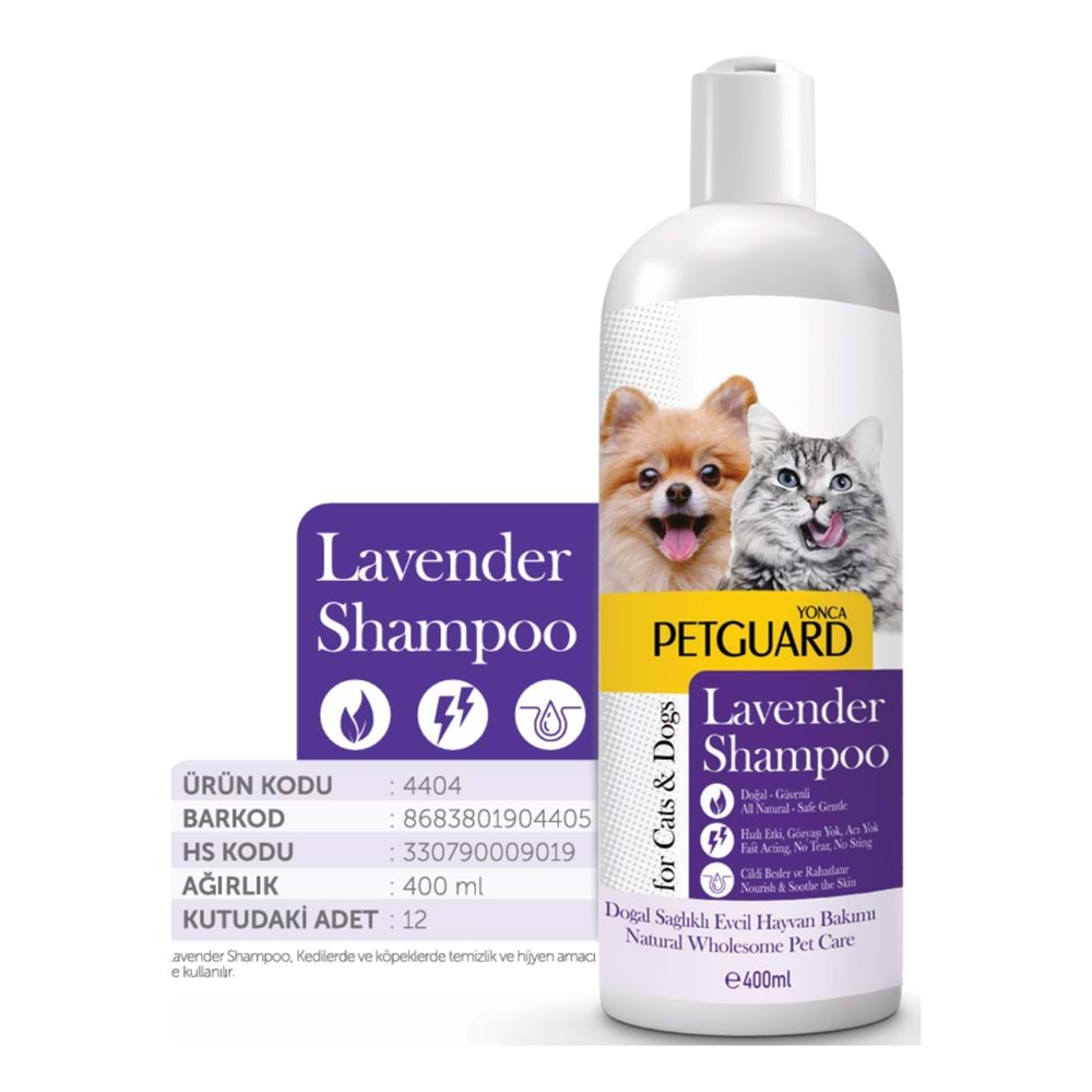 Petguard Lavanta Kokulu Kedi-Köpek Sıvı Şampuanı 400 ml