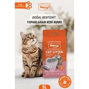 Merry Cat Bebek Pudralı Kedi Kumu 5L