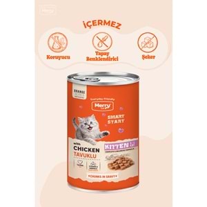 Merry Tavuklu Yavru Kedi Konserve Yaş Mama Konserve 400 Gr X 12 Adet