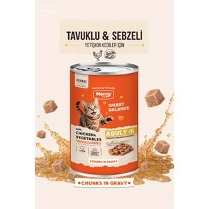 Merry Tavuklu Ve Sebzeli Yetişkin Kedi Konserve Yaş Mama Konserve 400 Gr X 12 Adet
